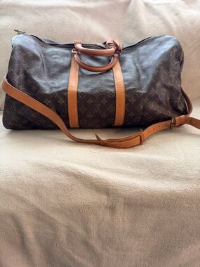 Louis Vuitton Monogram Canvas Duffel with Tan Leather Trim